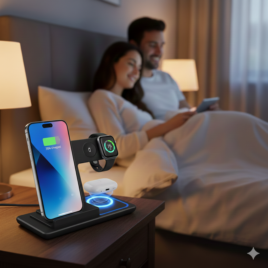 3 In 1 LED Fast Wireless Charger Stand Foldable Charging Station