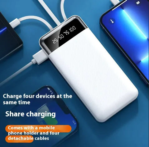 Ultra-Thin Portable Power Bank with Built-in Cable